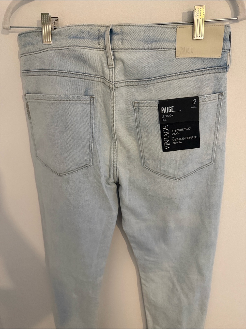 NWT PAIGE Lennox Vintage Inspired Slim Straight Distressed Jeans 31 Light Wash - Picture 6 of 10